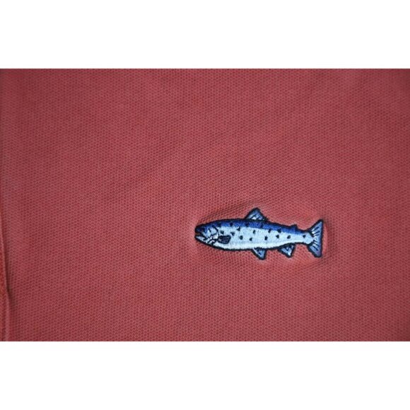 Orvis Golf Polo Shirt Mens XL Orange Spread Collared Spell Out Logo Embroidered - Picture 3 of 9